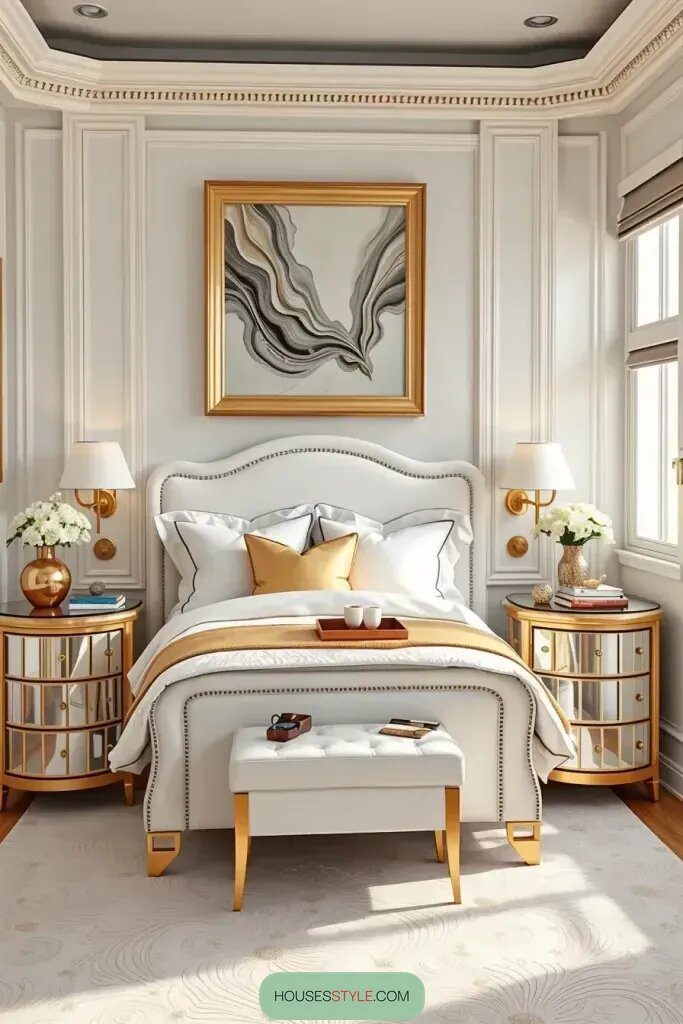 White and Gold Bedroom Style Done Right - photo 2