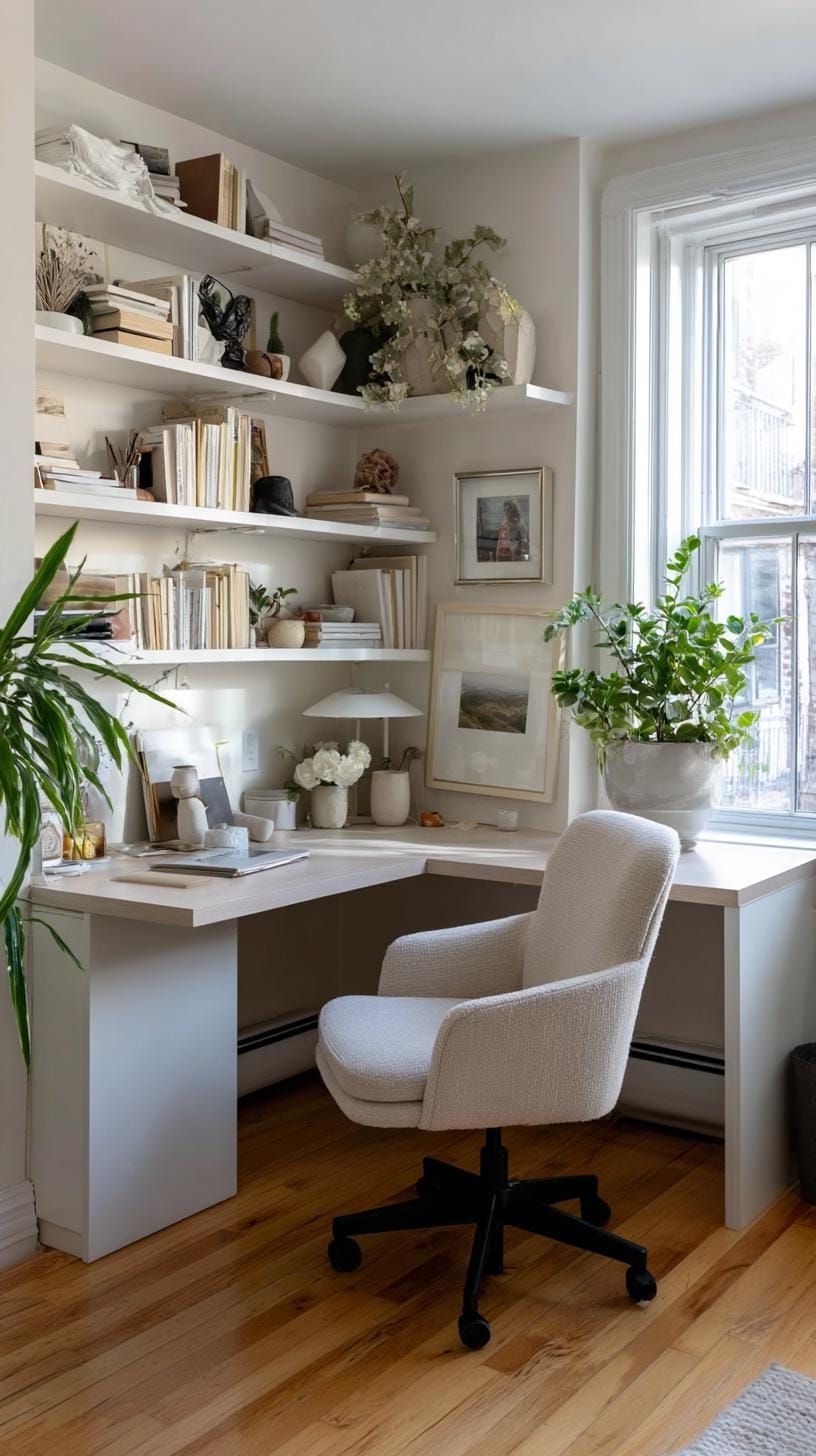 1. Cozy Corner Nook with L-Shaped Desk