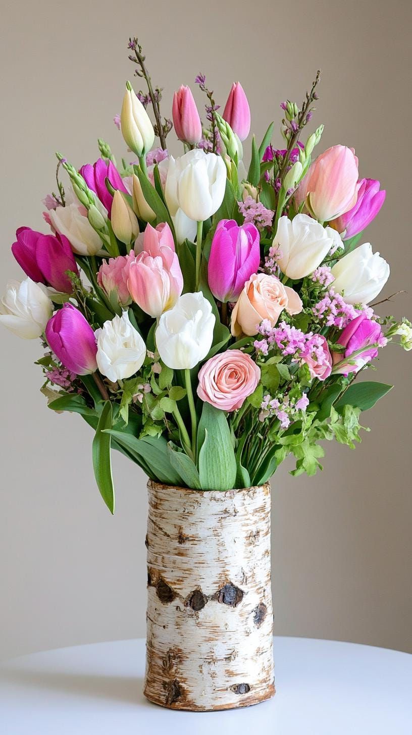 13. Birch and White Tulip Centerpiece - photo 3