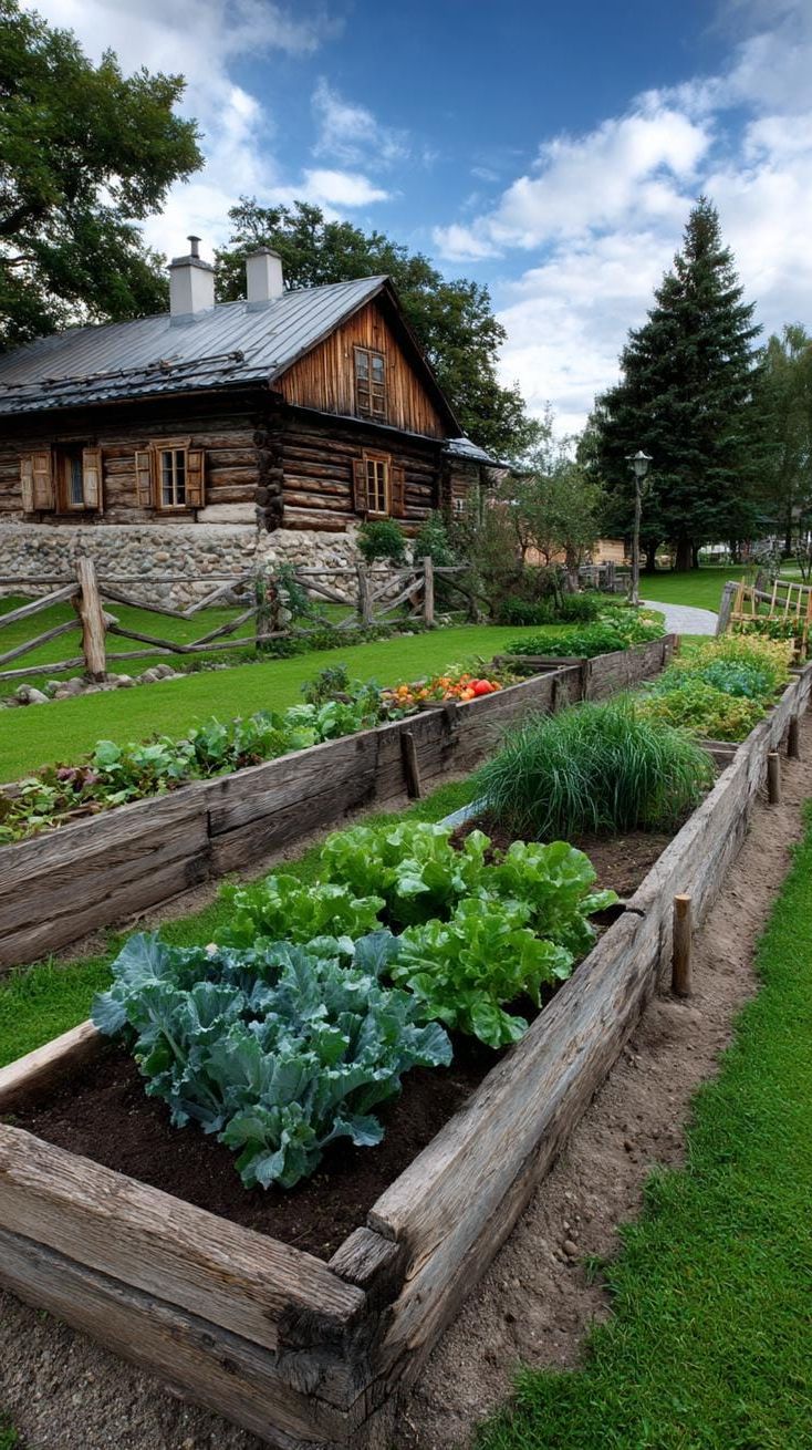 18. Vegetable Gardens with Farmhouse-Style Borders