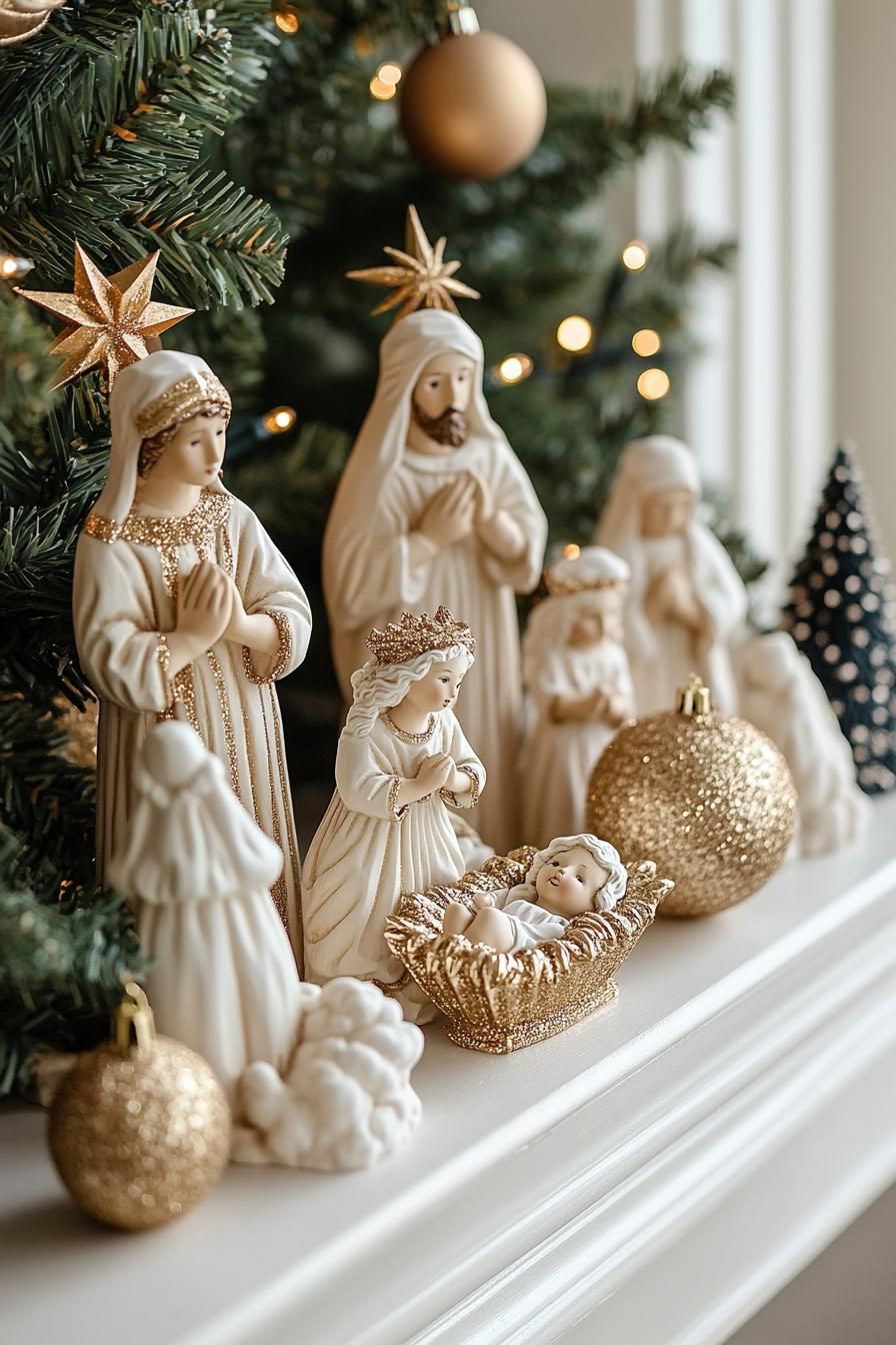 15. Artisanal Golden Nativity Scene Ideas