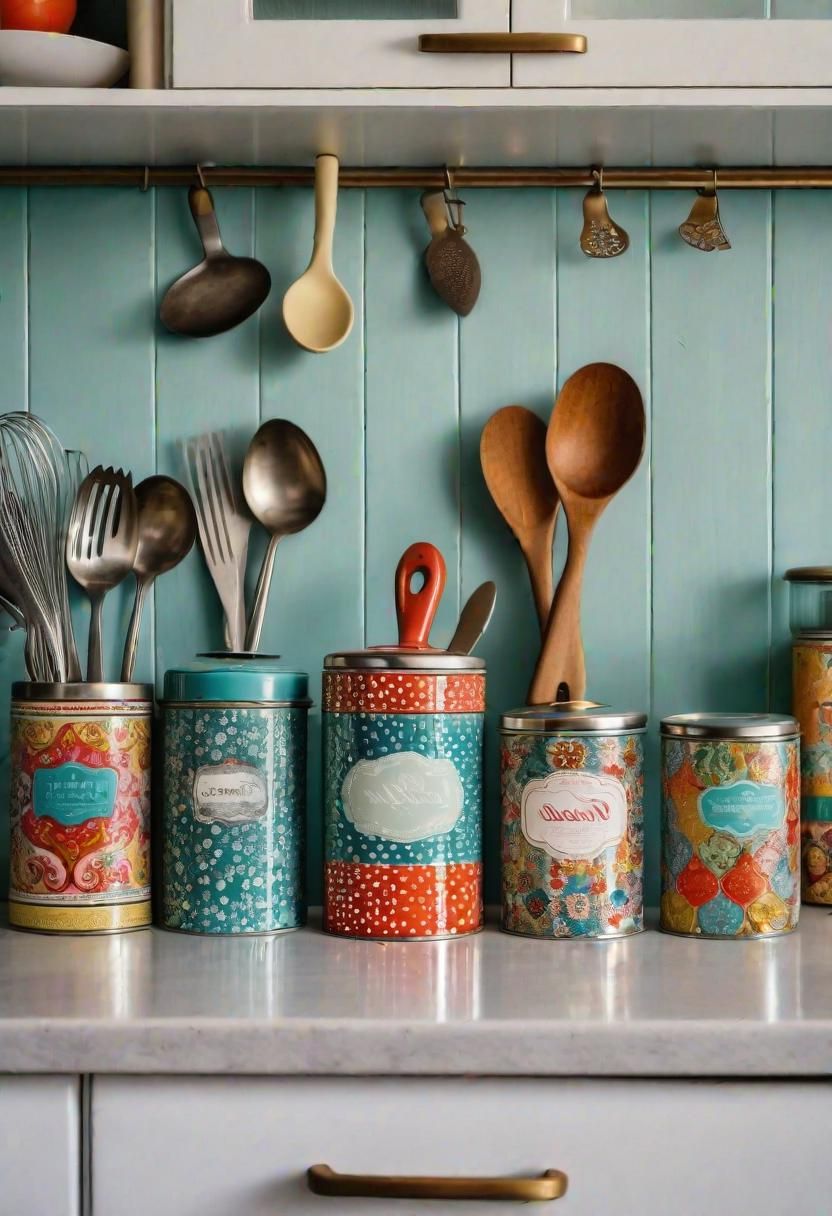 9. Vintage Tea Tins for Utensil Storage