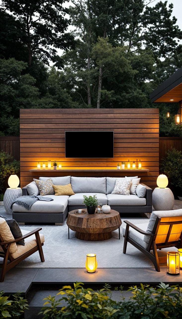 30. Backyard Patio with a Wall-Mounted TV - photo 2