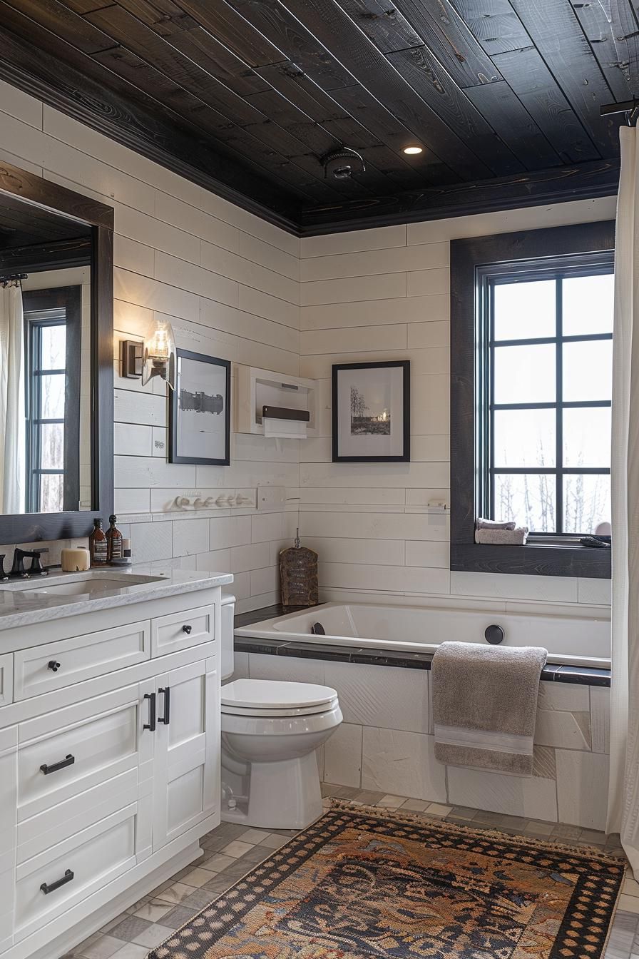 9. High-Contrast Shiplap Bathroom Looks