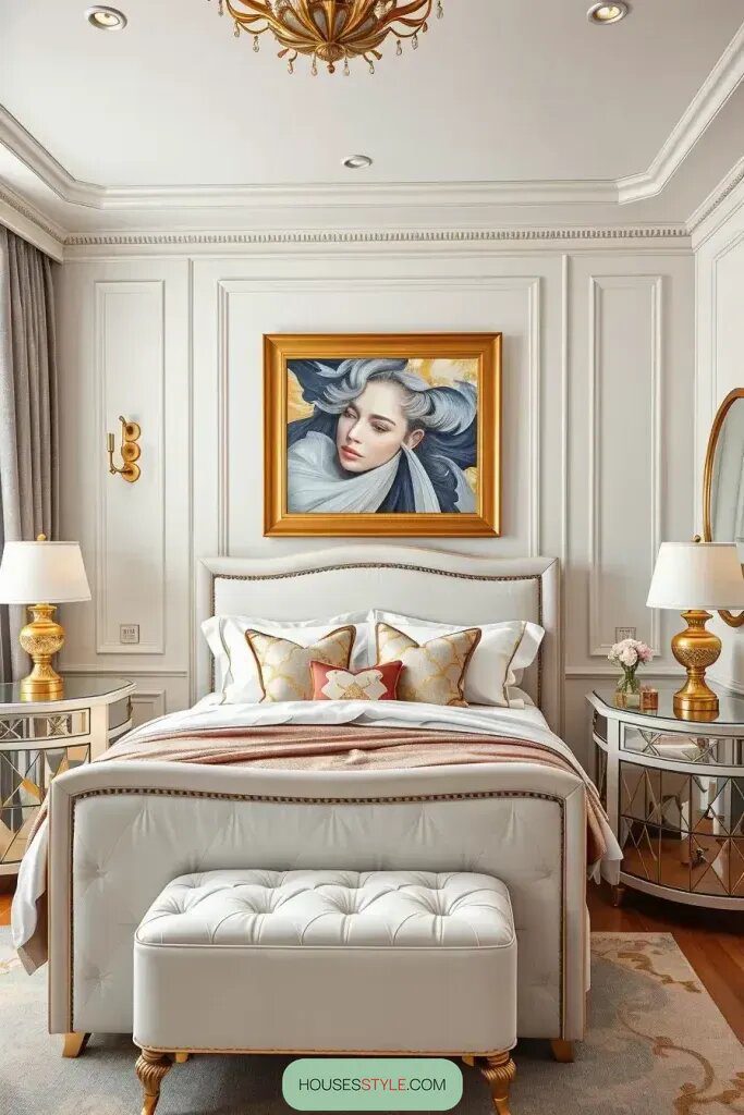 White and Gold Bedroom Style Done Right