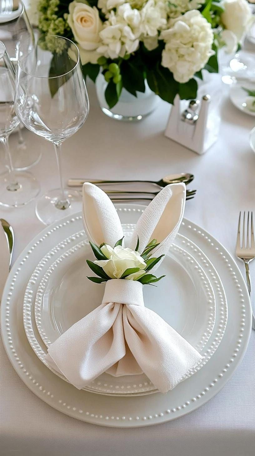 11. Bunny Napkin Fold Table Setting - photo 2