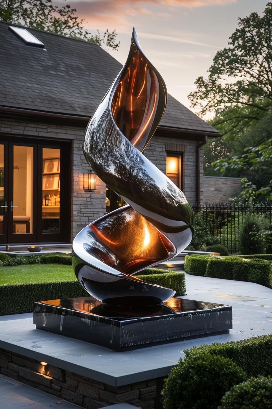 7. Abstract Metal Twist Sculptures