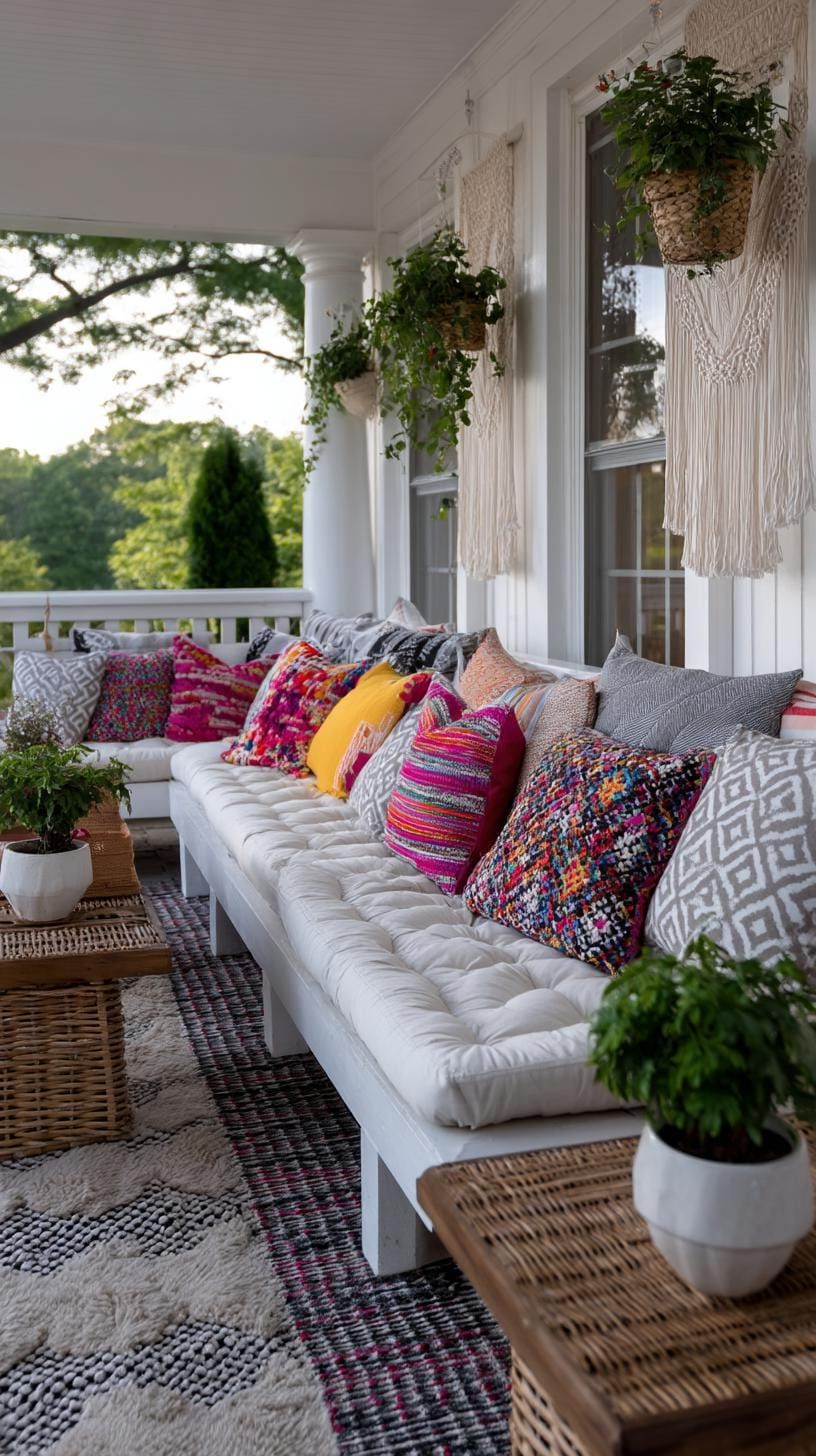 7. Colorful Pillows and Classic Rugs for a Cozy Porch - photo 5
