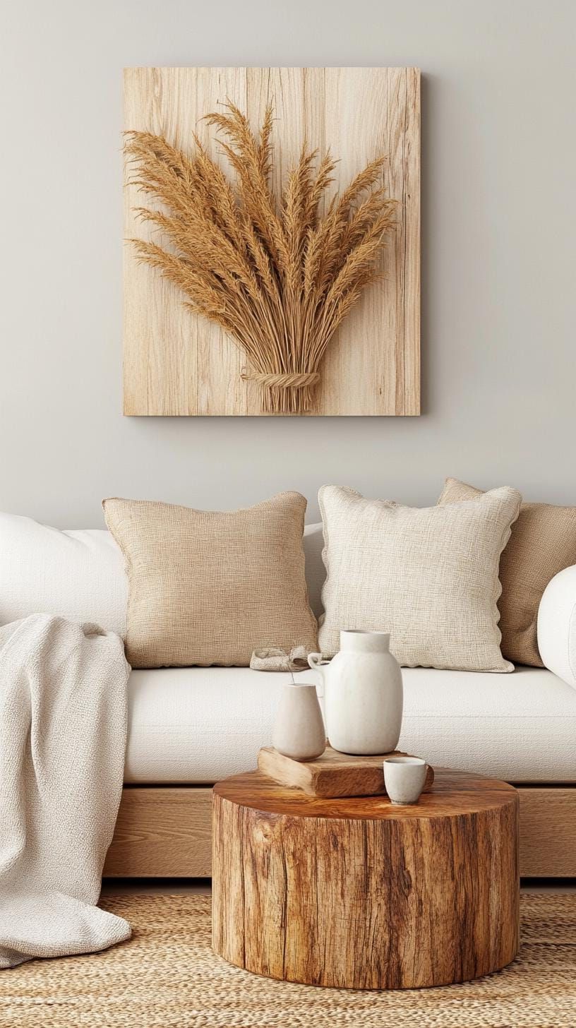 2. Wabi-Sabi Room with Vintage Wood and Linen Throws