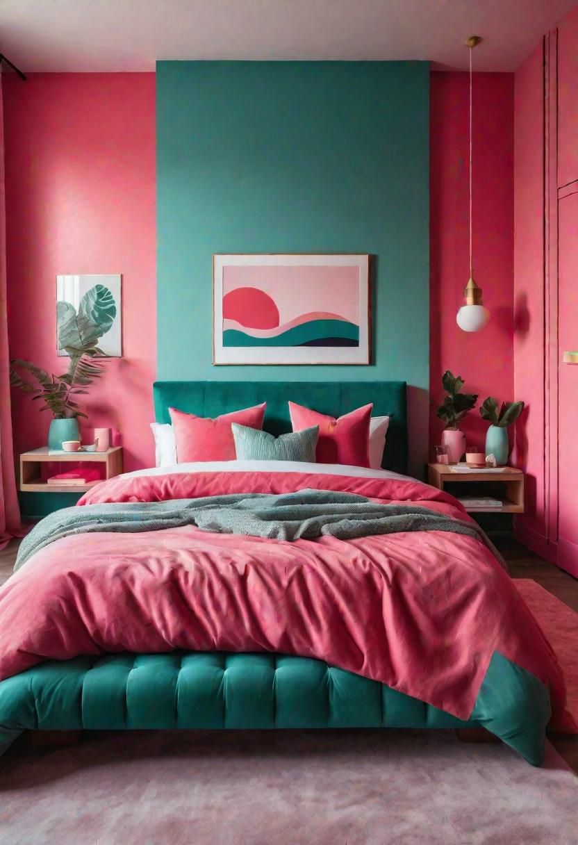 42. Bold Watermelon Pink Accent Wall