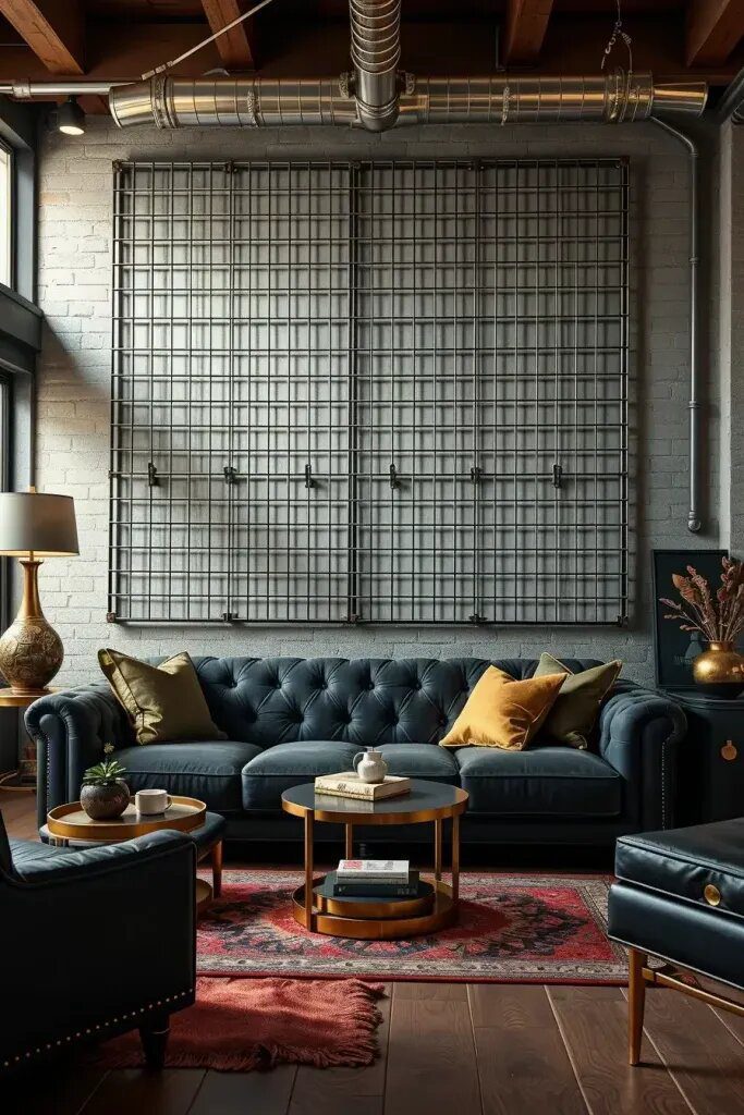 26. Mix Soft Fabric Grids With Industrial Wall Style