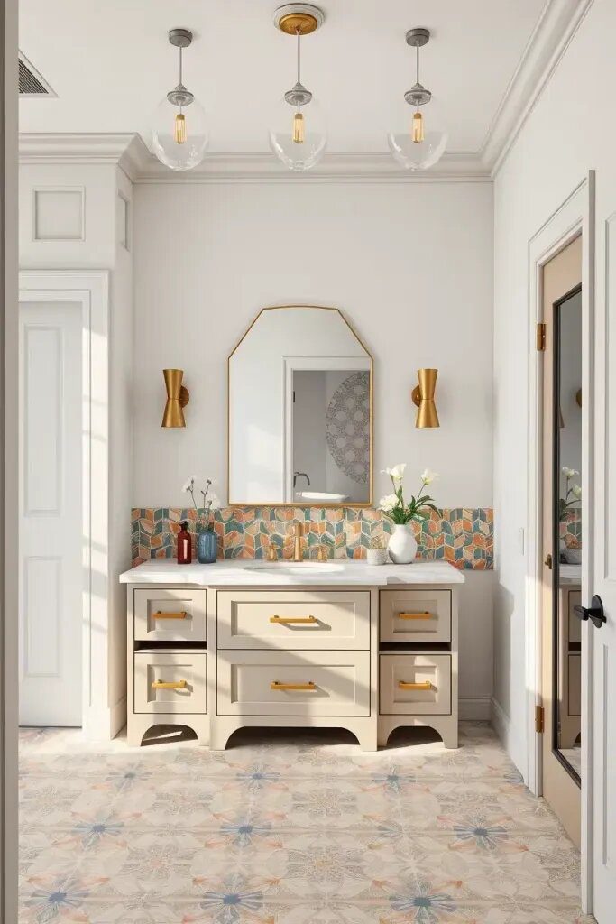 Bold Patterned Tile Accent Walls
