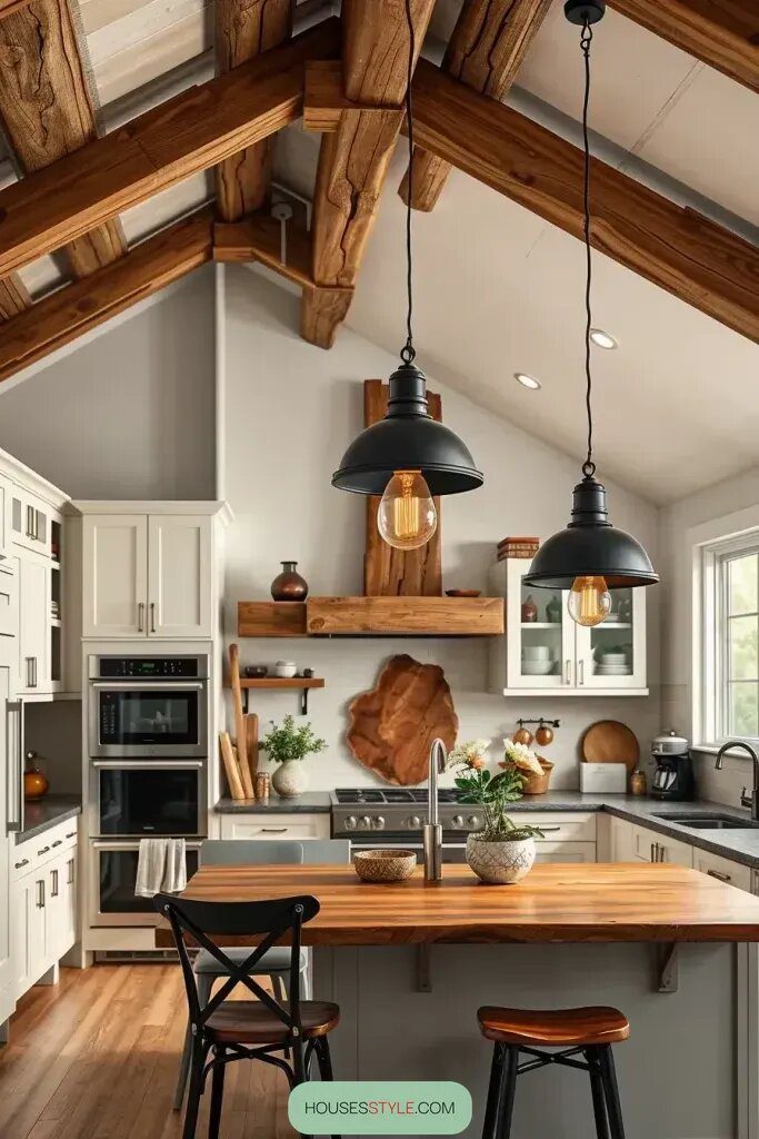 How Modern Lighting Warms Up Rustic Kitchens