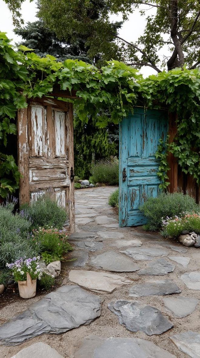 9. Old Wooden Doors as Garden Backdrops - photo 2