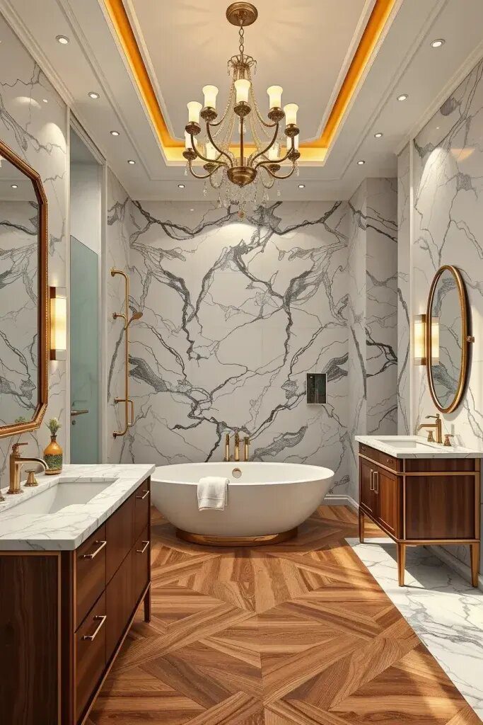 Pairing Marble and Wood Tile for a Luxe Look