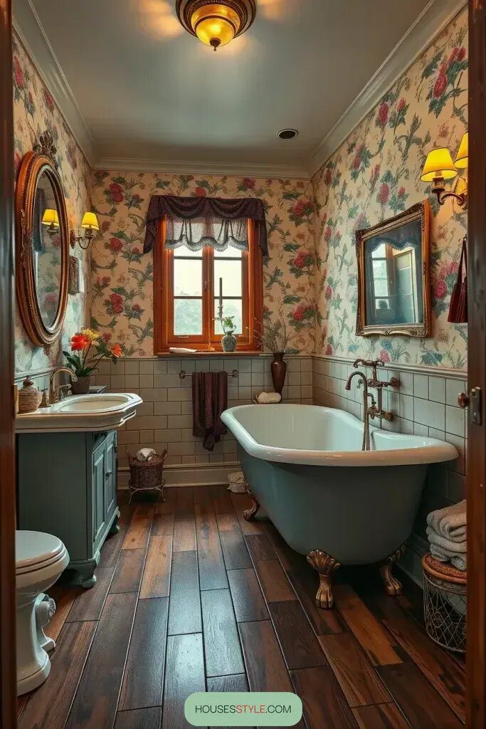Retro Bathrooms With Weathered Wood Tile - photo 2