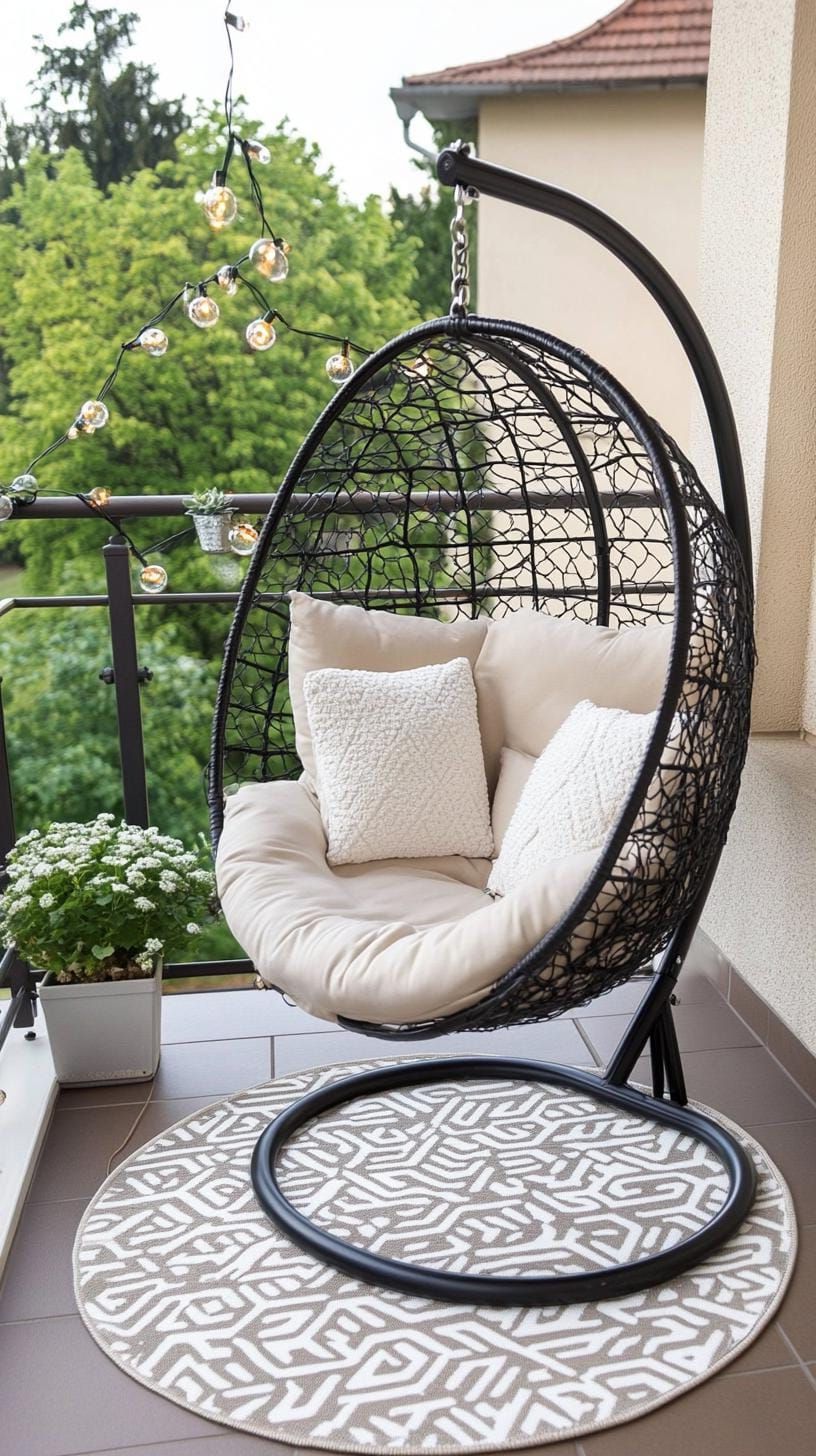 29. Small Balcony Patio with a Hanging Chair - photo 2