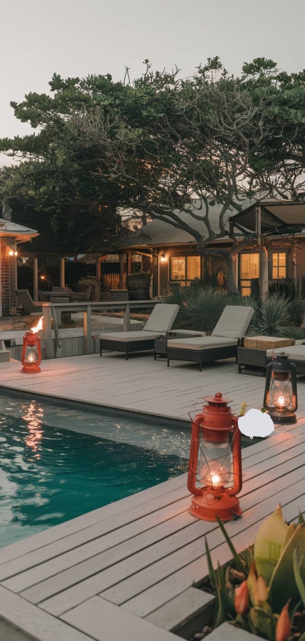 5. Tiki Torches and Lanterns for Evening Ambiance