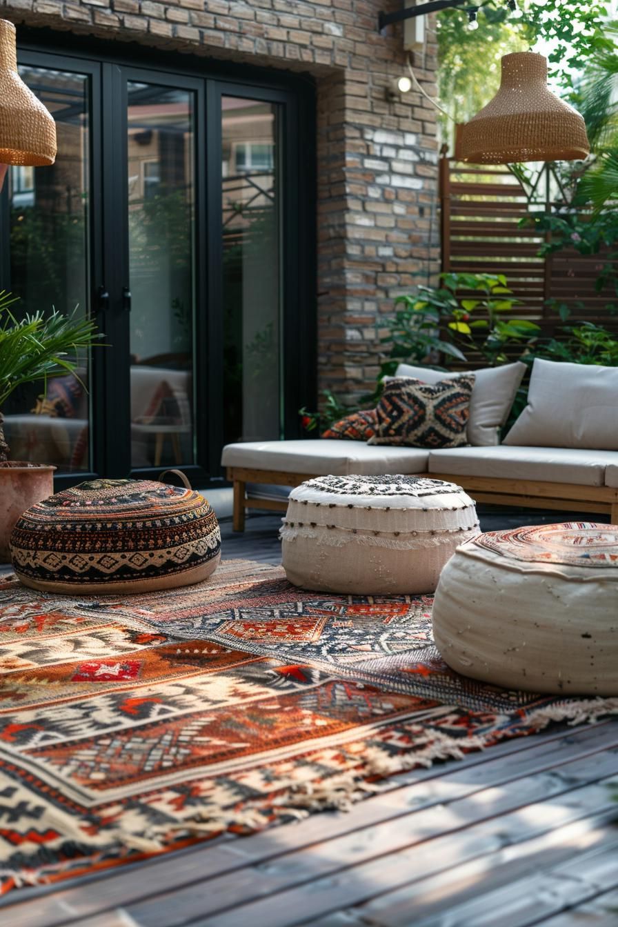15. Chic Cushions and Poufs for Outdoor Seating