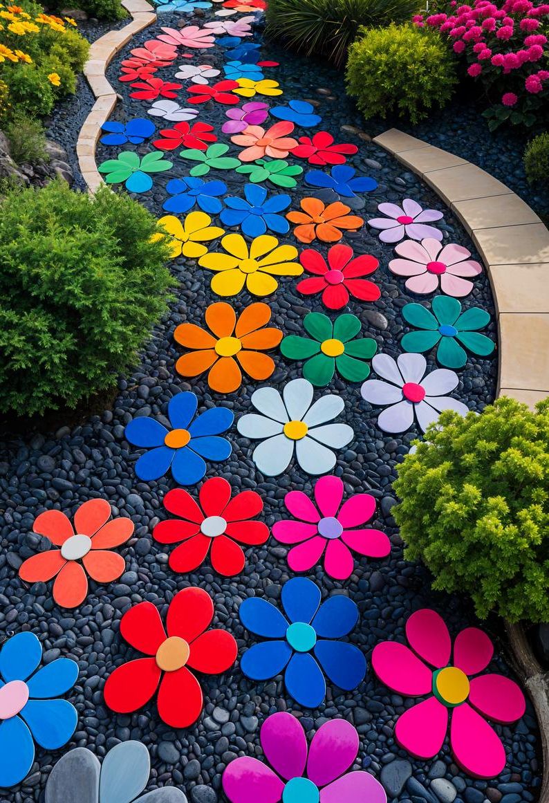 22. Painted Rock Flower Displays