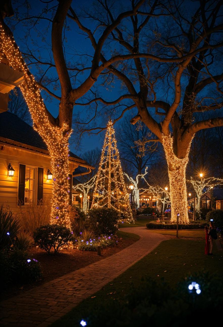 6. Fairy-Lit Trees for the Yard - photo 3
