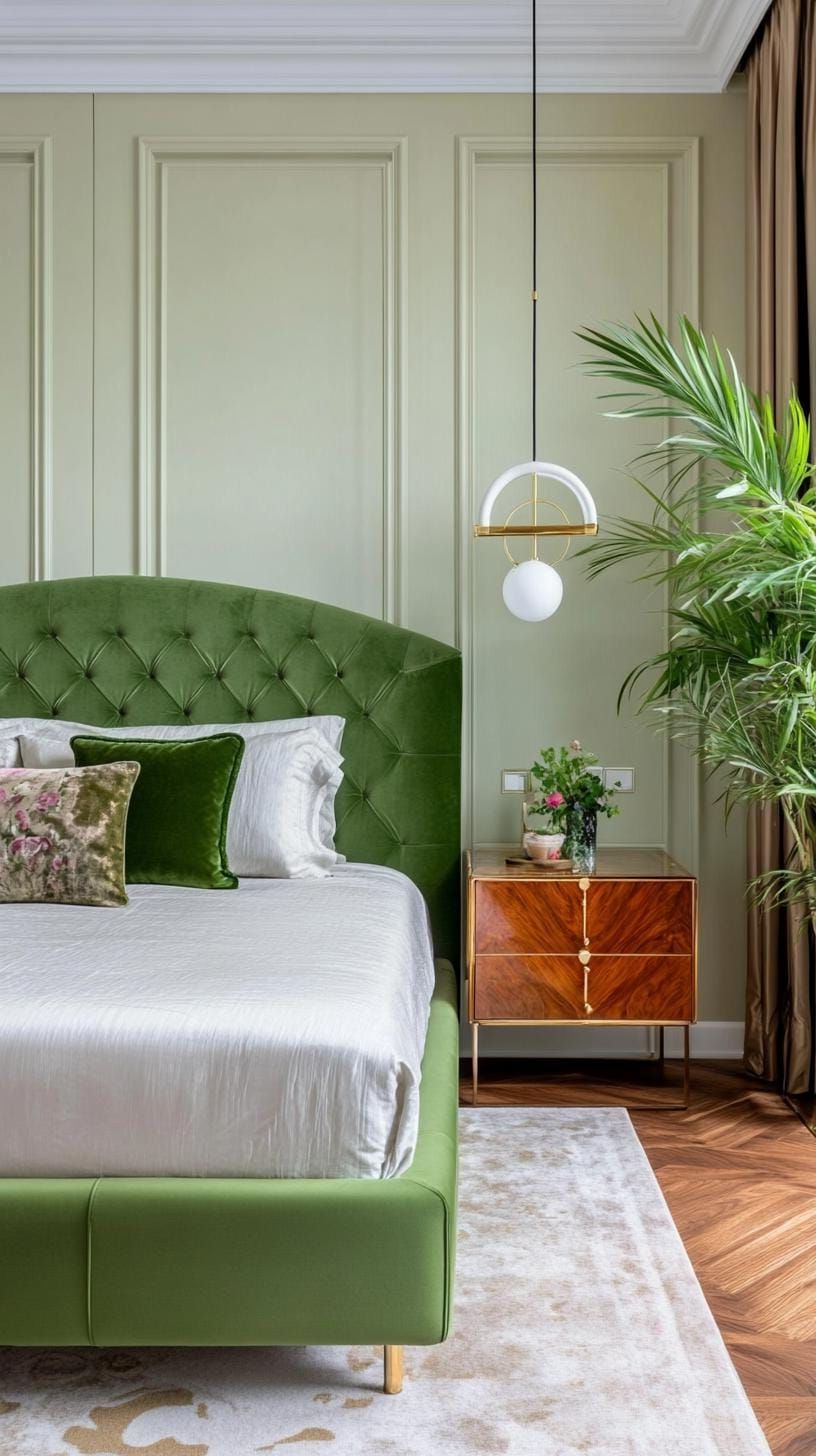 7. Glamorous Olive Green Velvet with Brass Fixtures - photo 3
