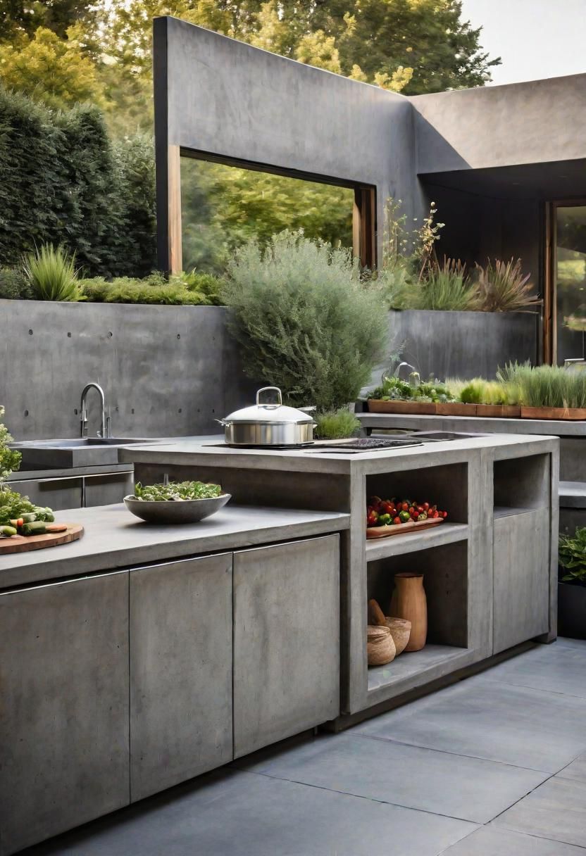 13. Modern Concrete Kitchen with Herb Garden - photo 2