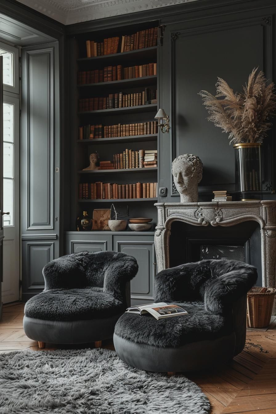 15. Charcoal Faux Fur Footstools to Try