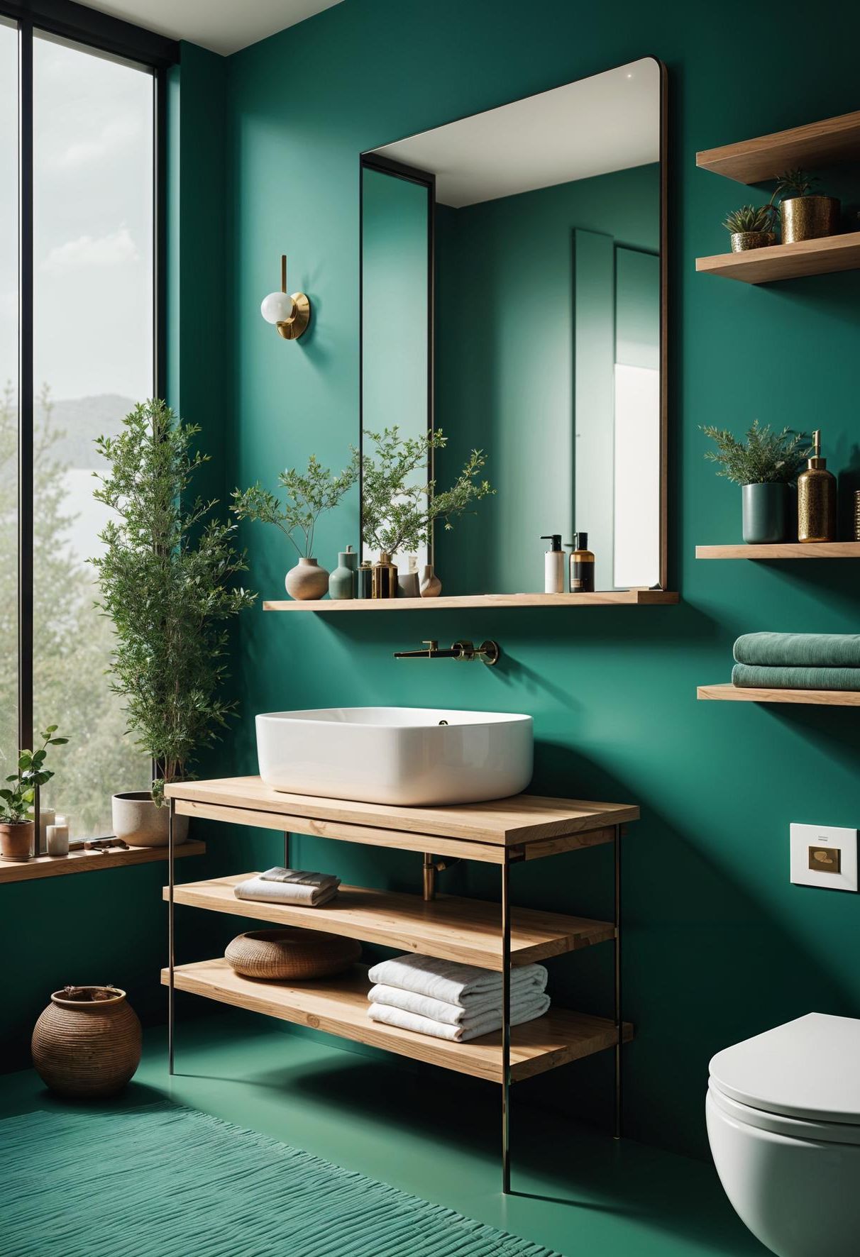 19. Calming Teal Bathroom Design