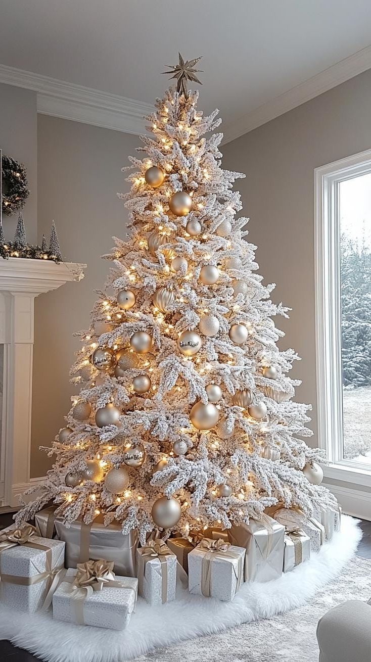5. Frosted White Flocked Tree Look
