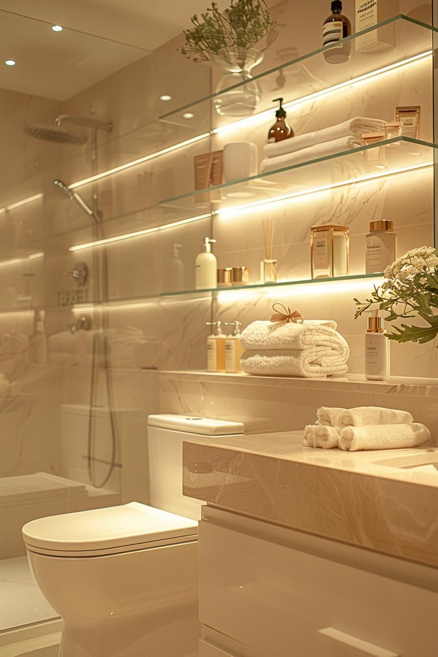 9. Backlit Glass Shelf Display