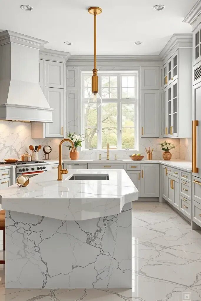 Marble Kitchen Islands With Bold Veining - photo 2