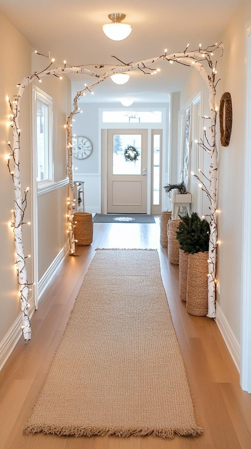 12. White branch archway lit with tiny twinkling lights - photo 2