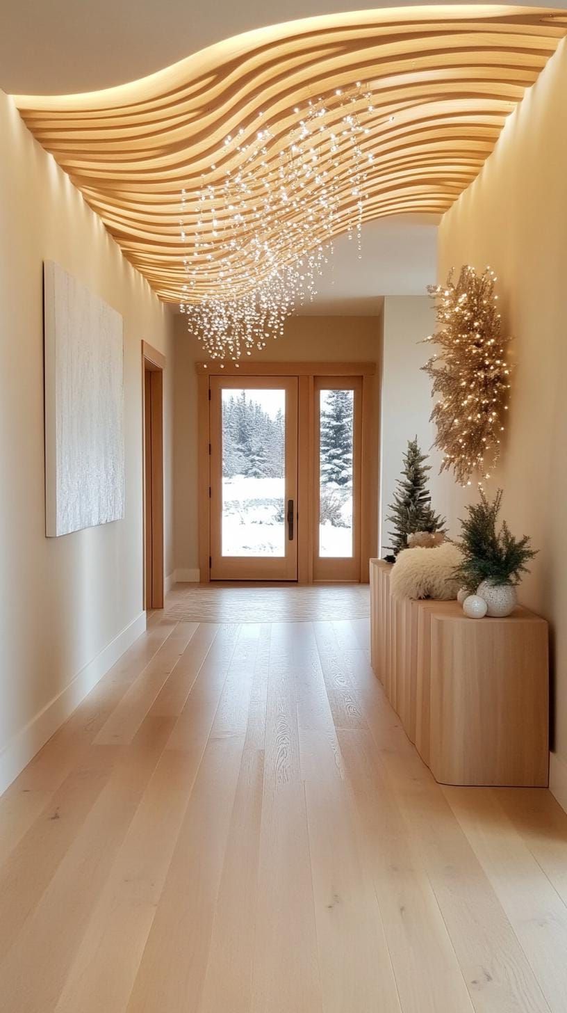 6. Icicle lights dangling from the ceiling like crystal drops