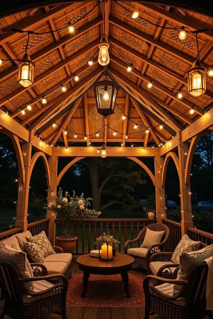 String Lights for a Warm Gazebo Glow