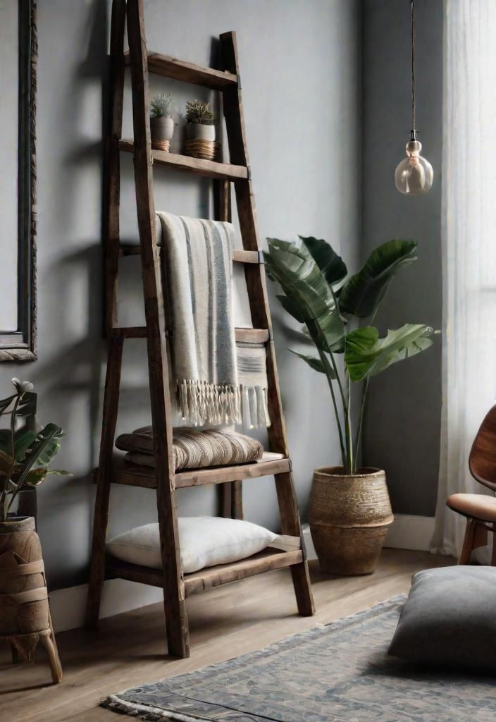 19. Vintage Ladder for Blanket Storage