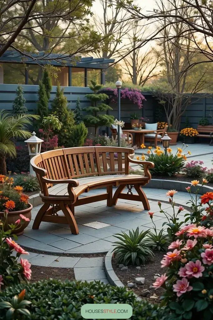 Curved Garden Benches That Improve Layout Flow