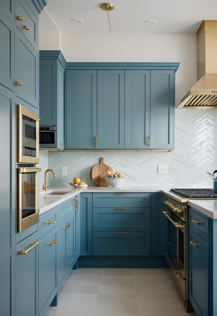 1. Ocean Wave Blue Cabinets