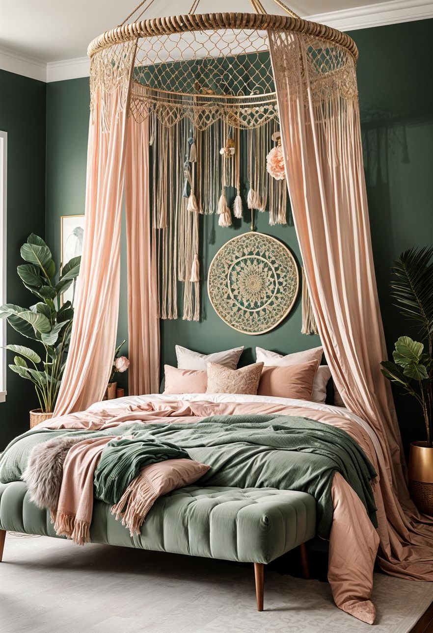 2. Boho-Chic Sage and Blush Bedroom Decor - photo 3