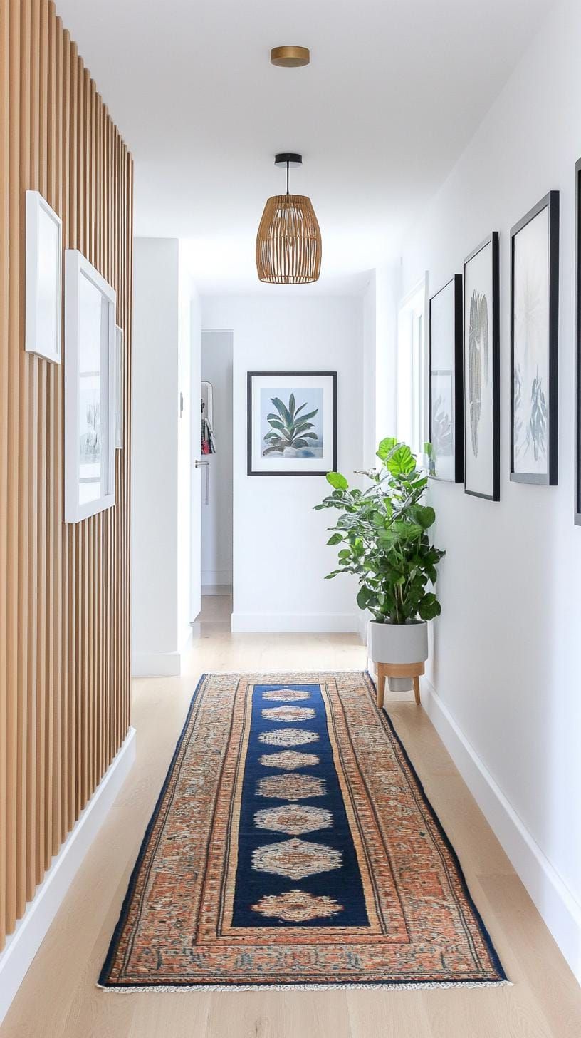 21. Vertical Frame Rows for a Striped Hallway