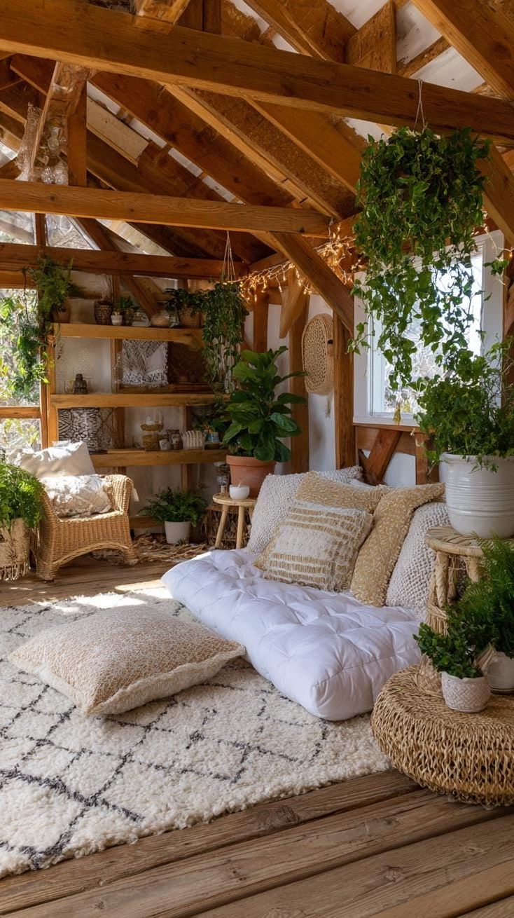 5. Boho She Shed with Layered Rugs and Macrame - photo 2