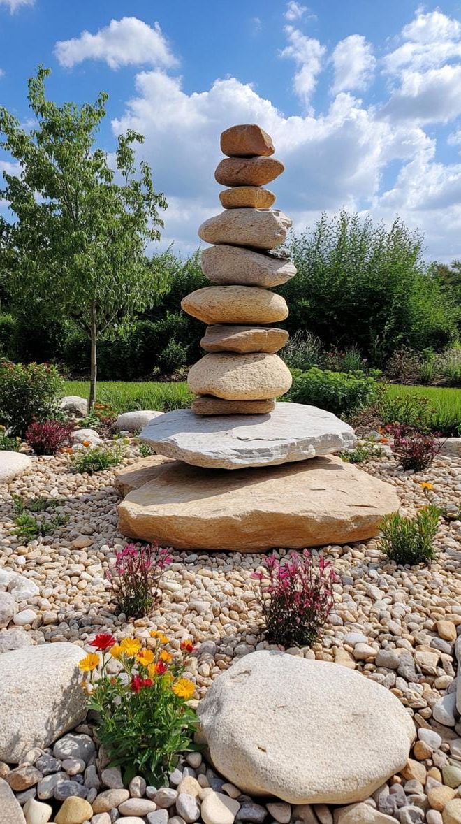 10. Circular Rock Bed with Vertical Stone Stacks - photo 2
