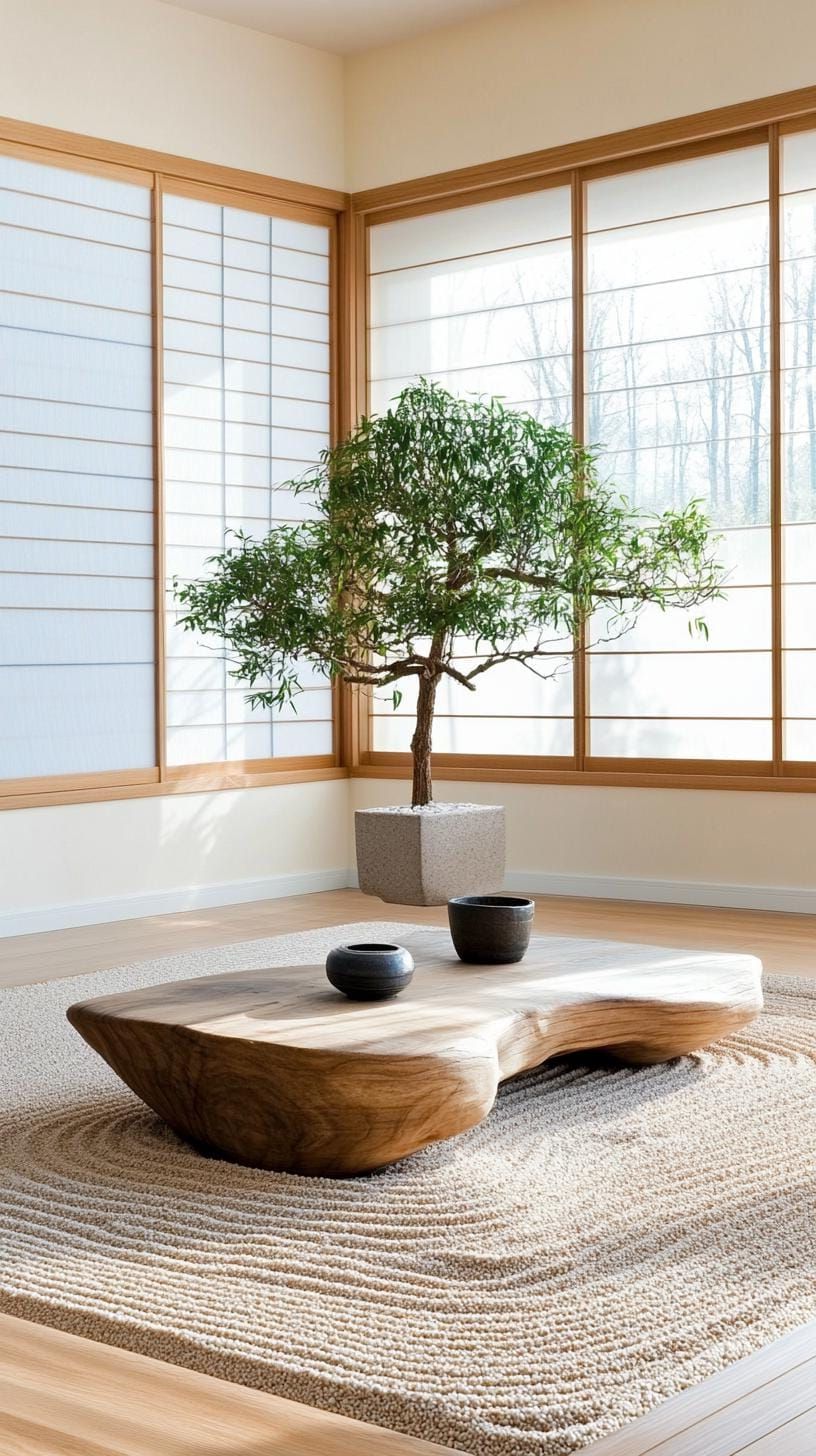 5. Zen Corner with Pea Gravel and Bamboo Dividers