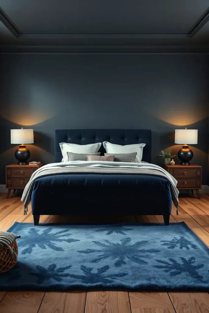 Moody Navy and Charcoal Bedroom Style - photo 2
