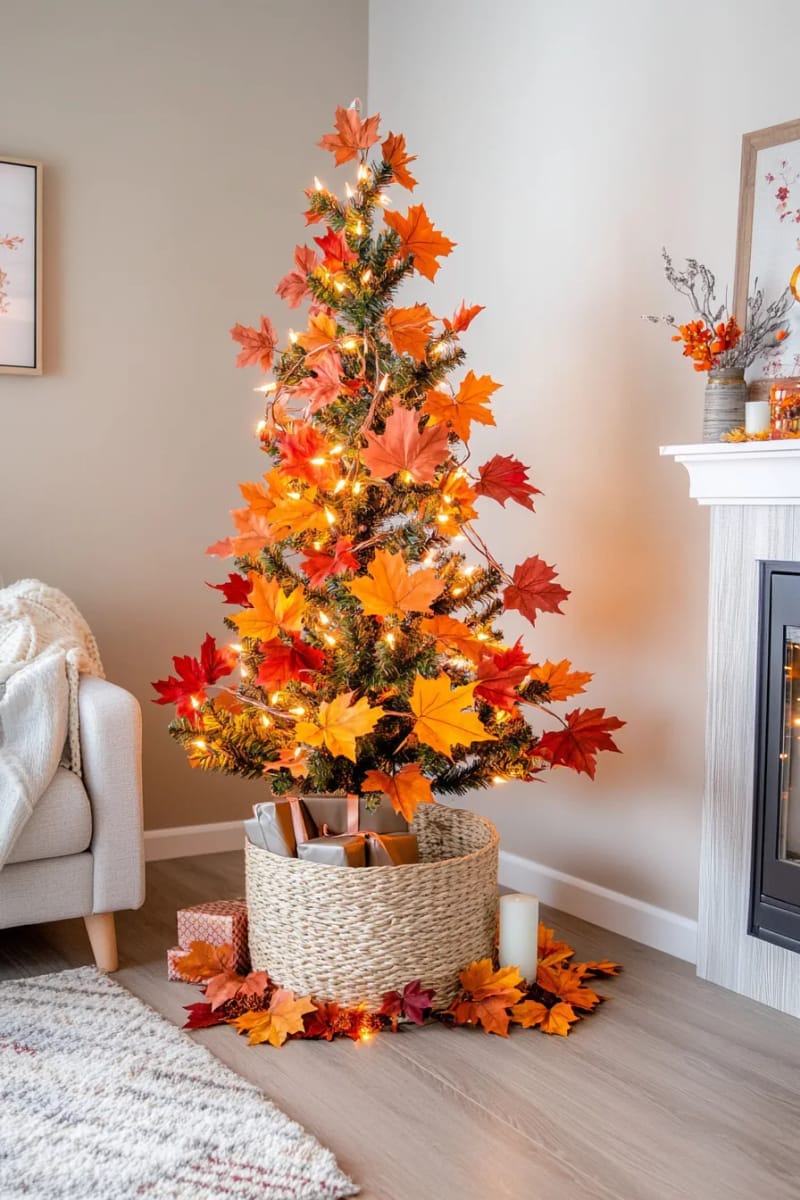 9. Maple Leaf Garland with Copper Fairy Lights - photo 3