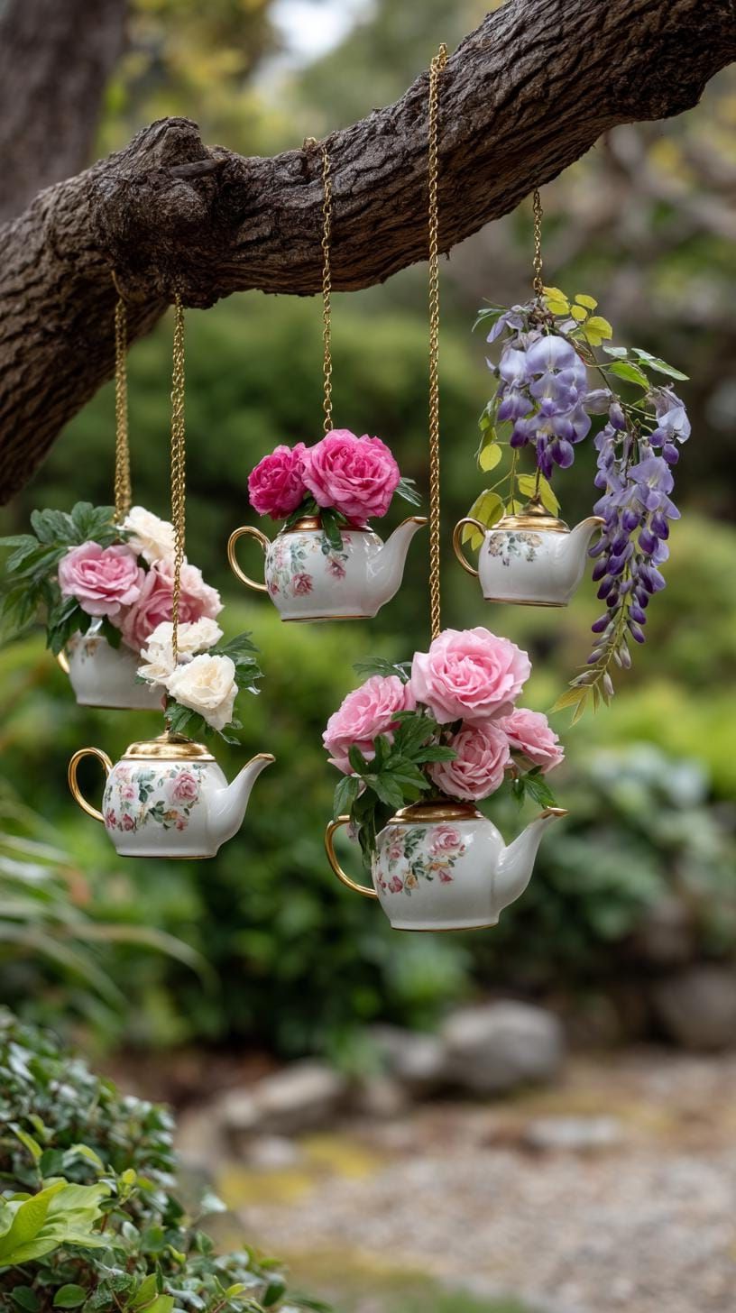 4. Hang Teapots Overflowing With Blooms - photo 2