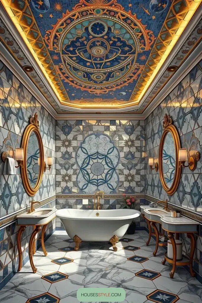 Mosaic Mirror and Ceiling Design Ideas