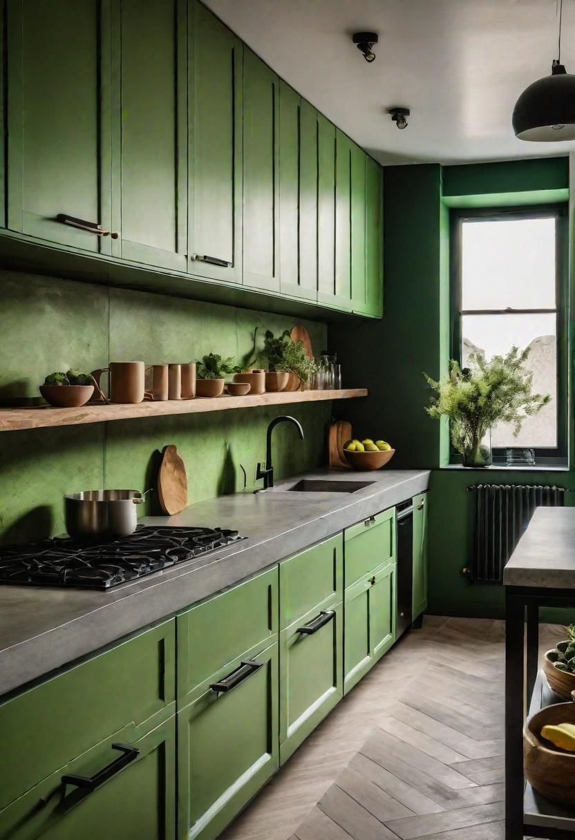 13. Sleek Green Kitchen Remodel Ideas
