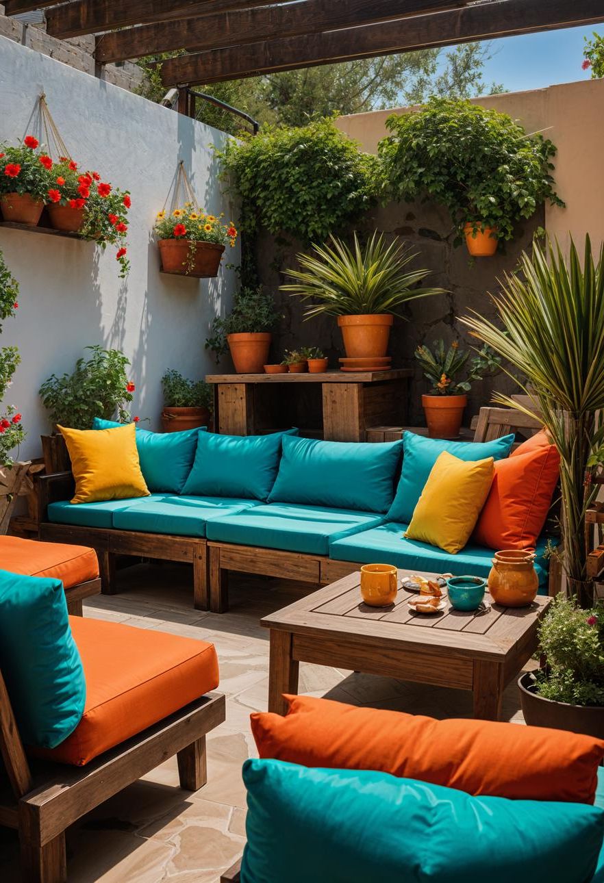 7. Colorful Rustic Patio Furniture