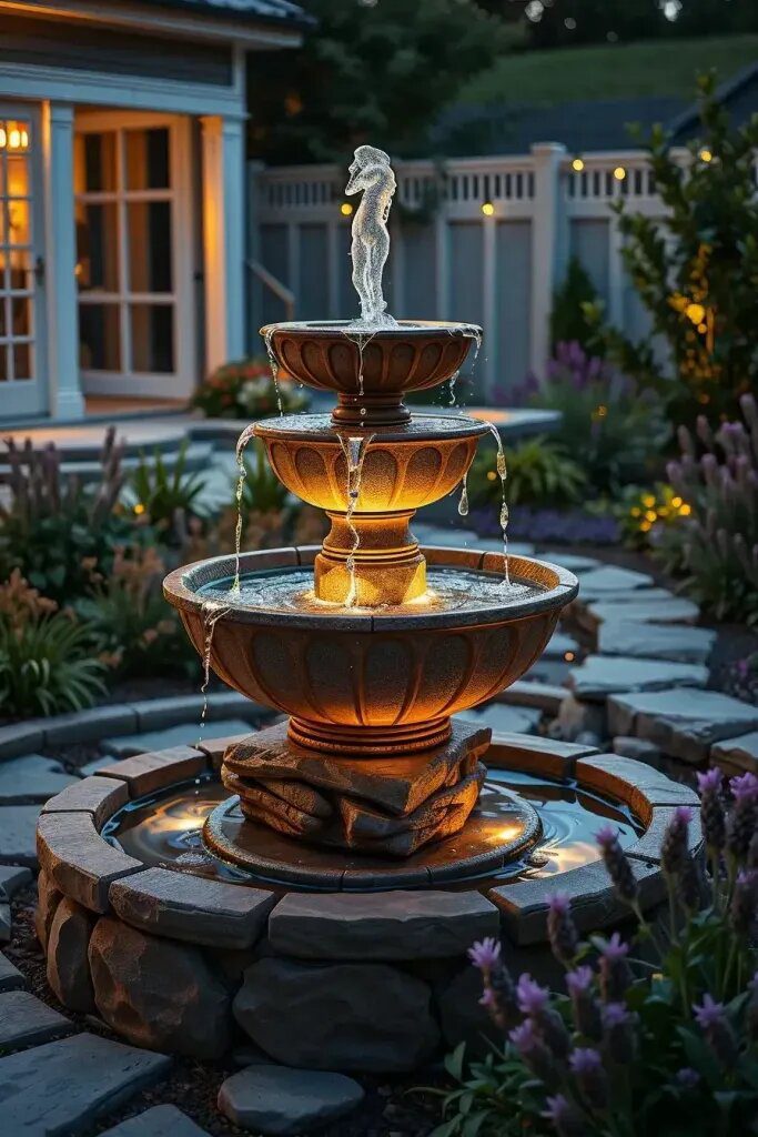 Fountains Paired With Ambient Lighting